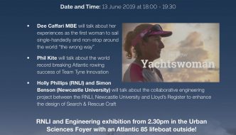 Free RNLI Public Lecture ” Challenging the Oceans” in Newcastle on June 13th 2019